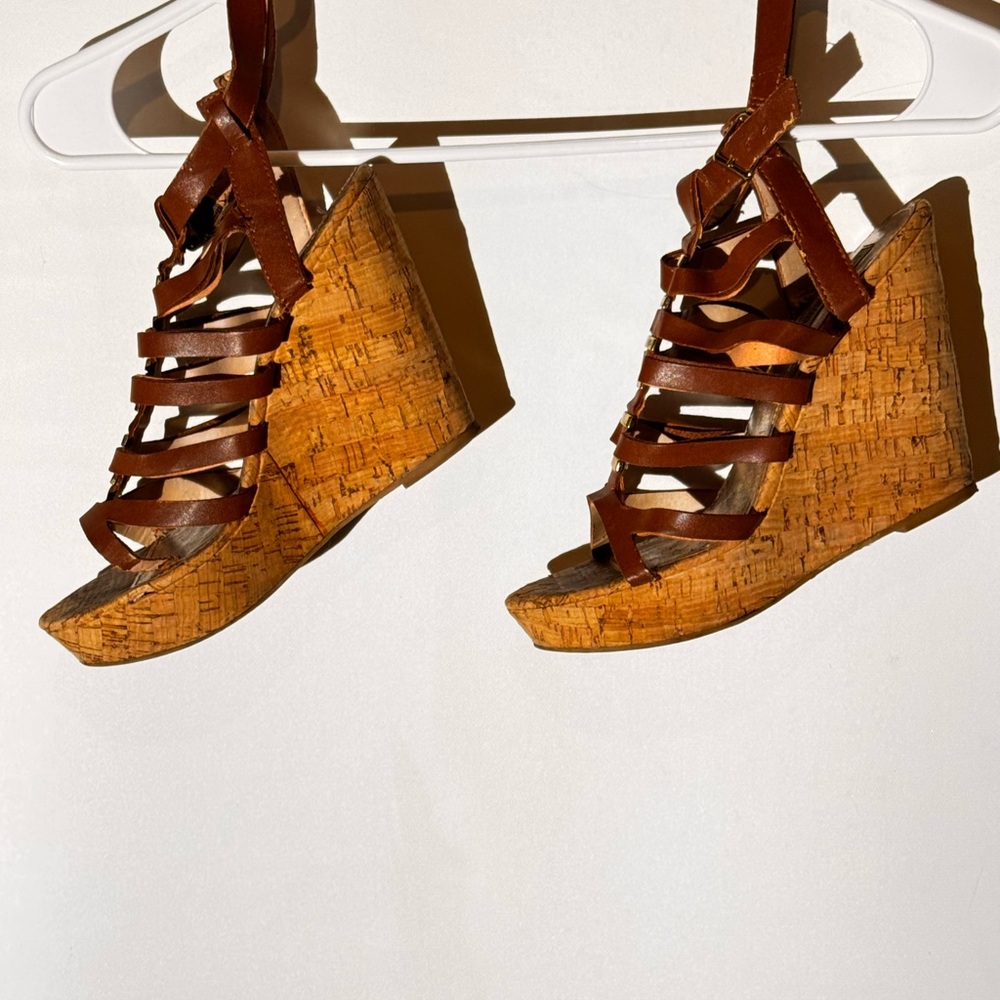 Steve Madden Brown Strappy Wedge Sandals